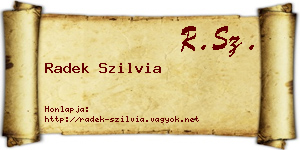 Radek Szilvia névjegykártya